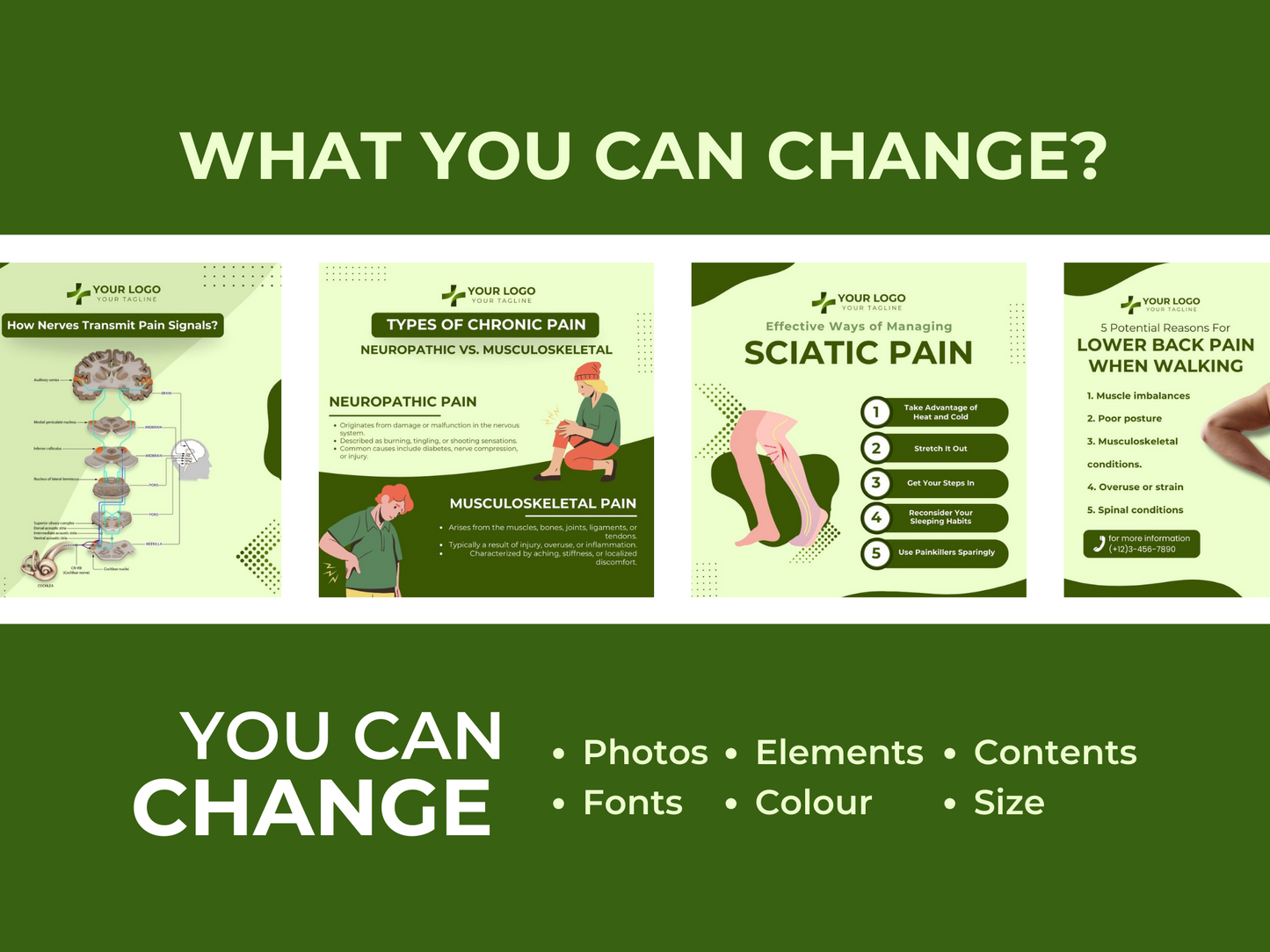 Chronic Pain Instagram Canva Templates for Health Professionals