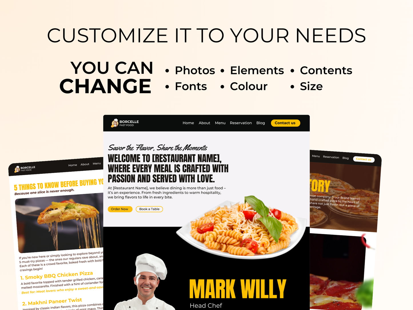 Canva Restaurant Website Template – Catering, Cafe & Chef Landing Page Design