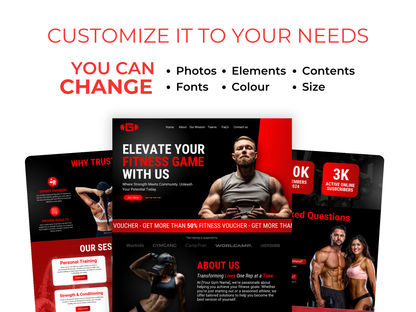 Gym & Fitness CANVA Website Template For Personal Trainer