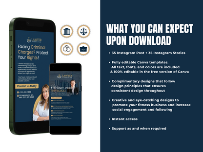 80 Lawyer Instagram Canva Templates