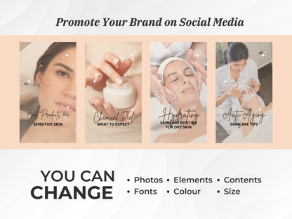 Skincare Instagram Reel Cover Canva Templates for Esthetician