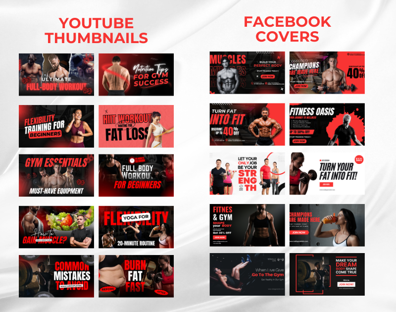 Gym & Fitness Instagram Canva Templates Bundle Kit for Personal Trainer & Coaches