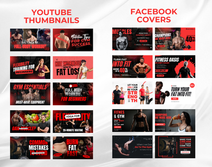 Gym & Fitness Instagram Canva Templates Bundle Kit for Personal Trainer & Coaches