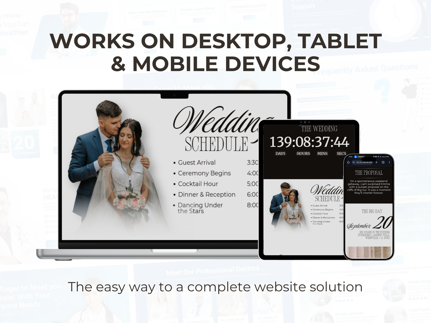 Canva Editable Wedding Website Invitation with Embedded Countdown Timer & Trackable RSVP