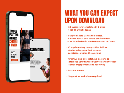 120 Gym & Fitness Instagram Canva Template for Personal Trainer, Fitness Coach & gym Trainers