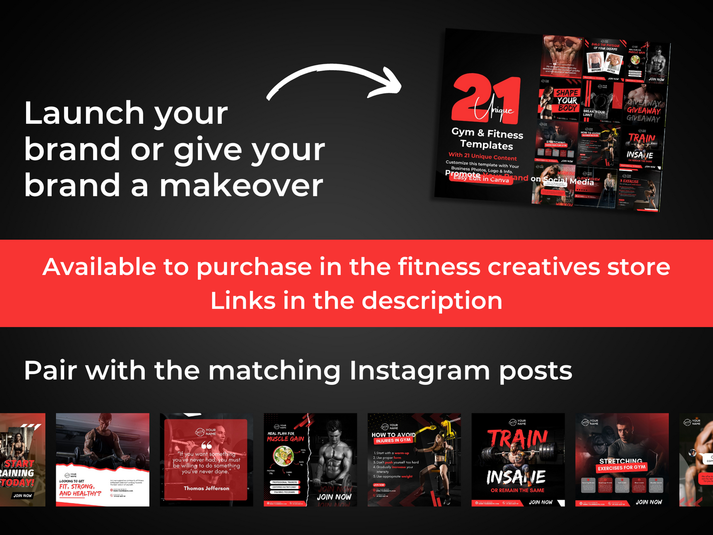 Gym & Fitness Reel Instagram Cover Canva Templates