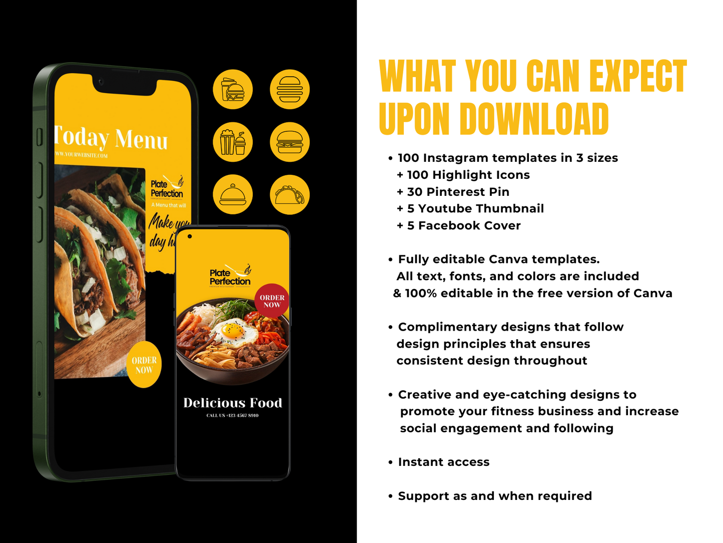 400 Restaurant Instagram Template, Social Media Post Templates for Restaurant