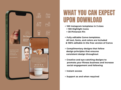 120 Skincare Instagram Canva Templates for Coaches & Makeup Artist