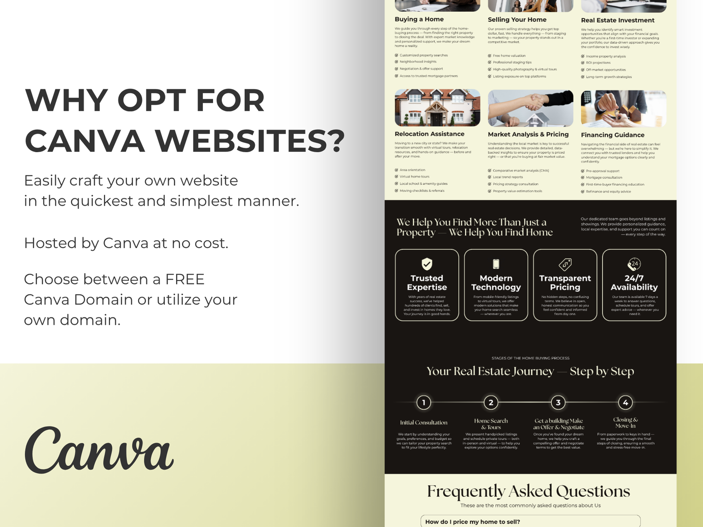 Real Estate Canva Website Template  for Real Estate Agent & Realtors Multi-Page Website