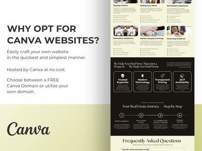 Real Estate Canva Website Template  for Real Estate Agent & Realtors Multi-Page Website