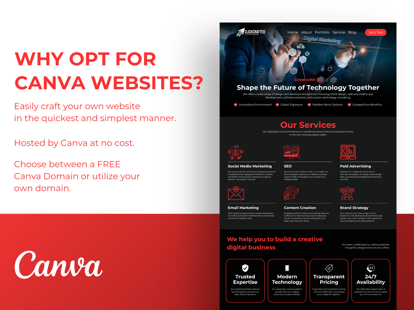 Digital Marketing Agency Canva Website Template for Social Media & Marketing Agency