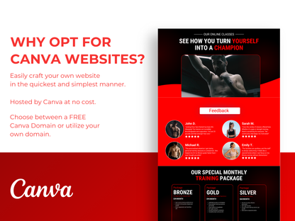 Gym & Fitness CANVA Website Template For Personal Trainer