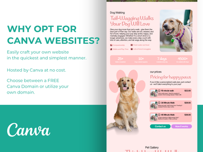 Pet Care Canva Website Template: Dog Walking, Pet Sitting