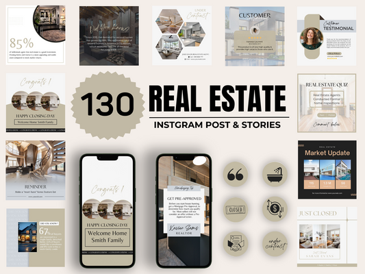 Real Estate Instagram Marketing Canva Templates Bundle for Realtors