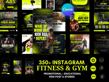 Gym & Fitness Instagram Post Canva Templates