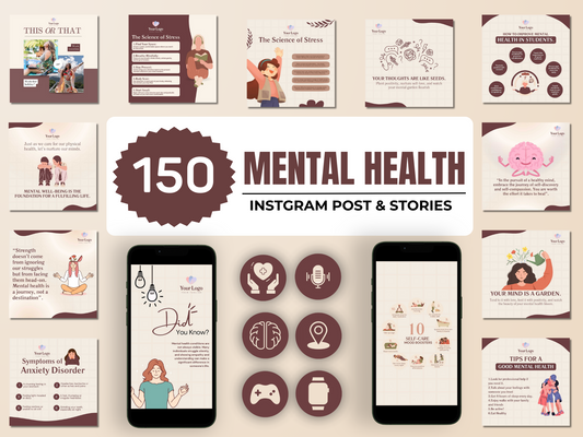 150 Mental Health Instagram Canva Templates for Therapist, Psychologist & Coaches