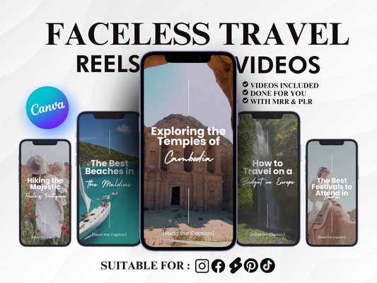 Faceless Travel Instagram Reels Video Canva Templates